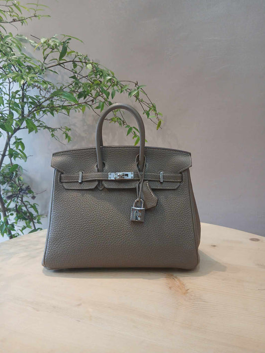 Hermes Birkin 25 Etoupe Clemence Stamp A 2017
