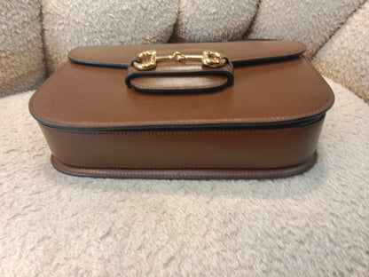 Gucci 1955 Horsebit Brown Leather Shoulder Bag