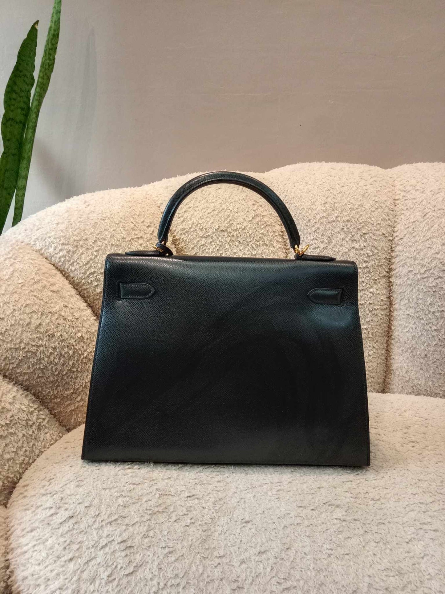 Hermes Kelly 32 Epsom Noir Stamp G Square 2003