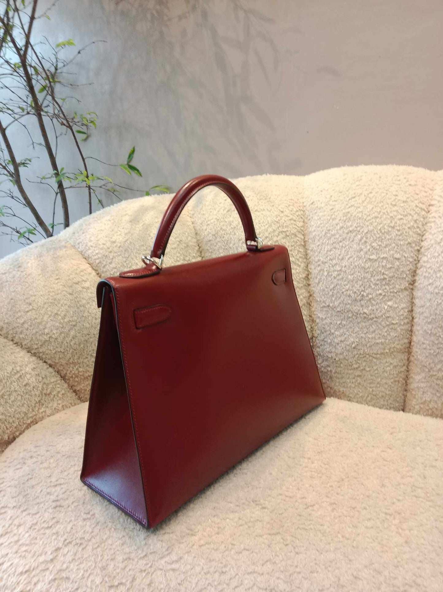 Hermes Kelly 32 Rouge Boxcalf Stamp E Square 2001