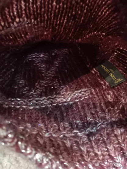 Louis Vuitton Bonnet & Scarf Maroon