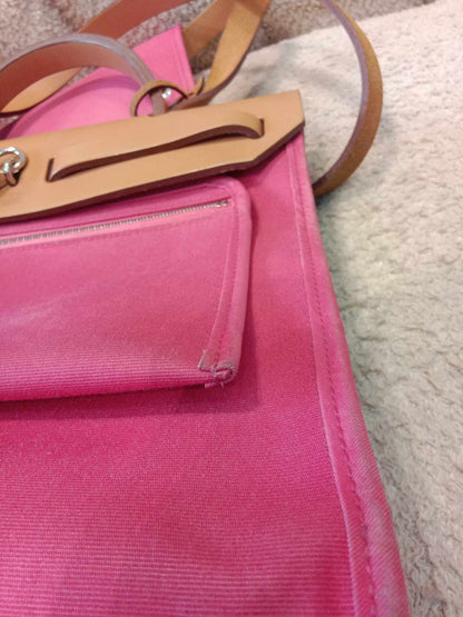 Hermes Pink Toile Herbag Zip 31 Stamp P Square 2012