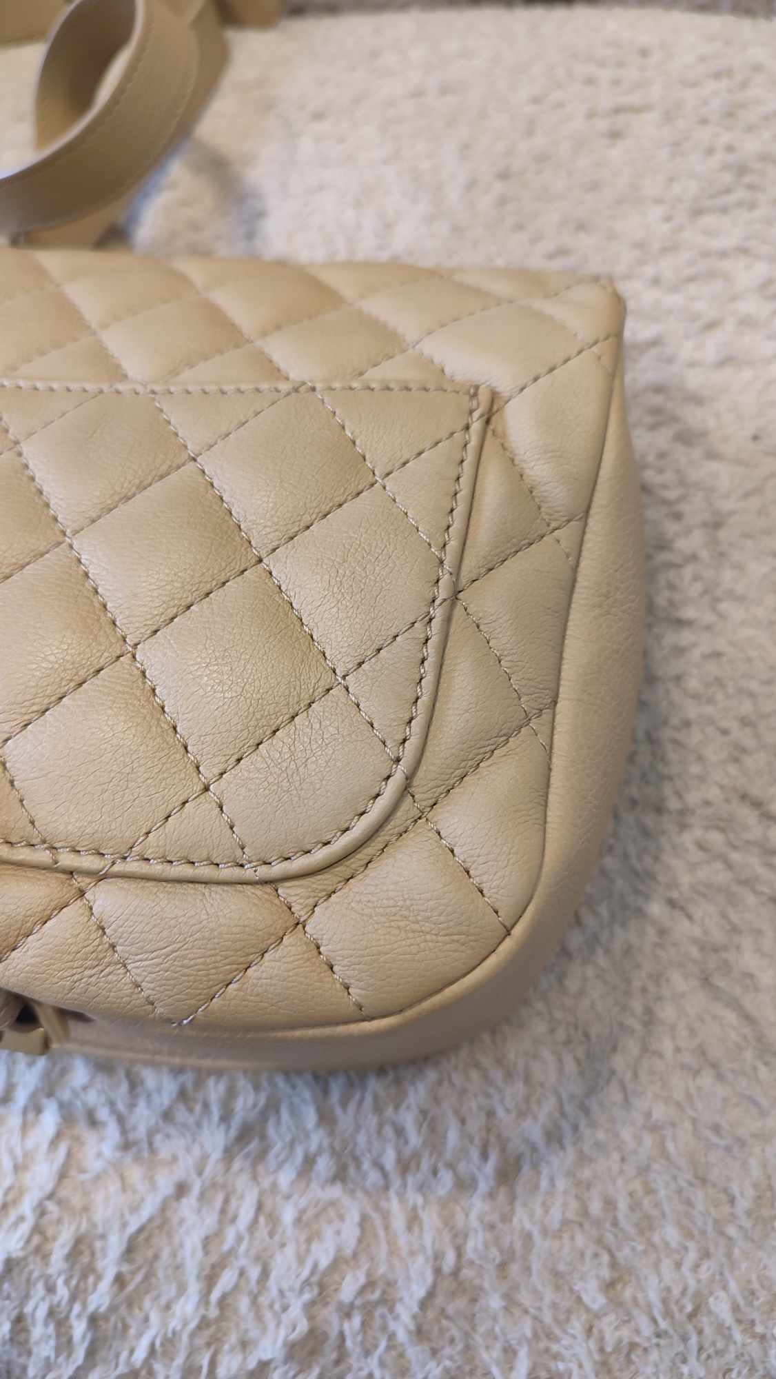 Chanel Messenger Flap Bag Lambskin Beige Series 27 Fullset