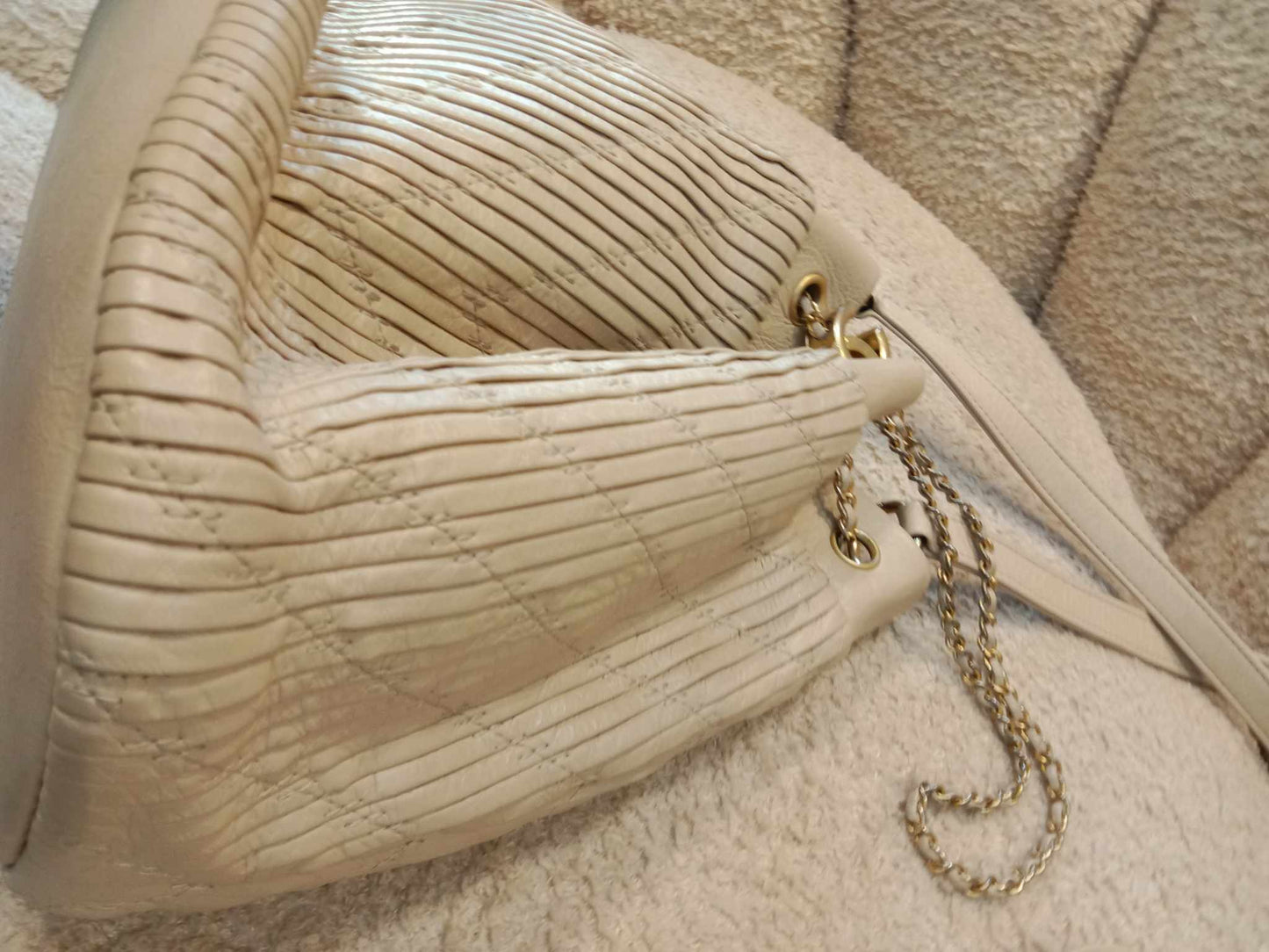 Chanel Dark Beige Drawstring Bucket Hobo Bag Series 24