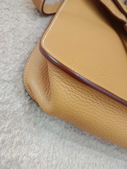 Hermes Halzan 31 Jaune Ambre Clemence Stamp R Square 2014