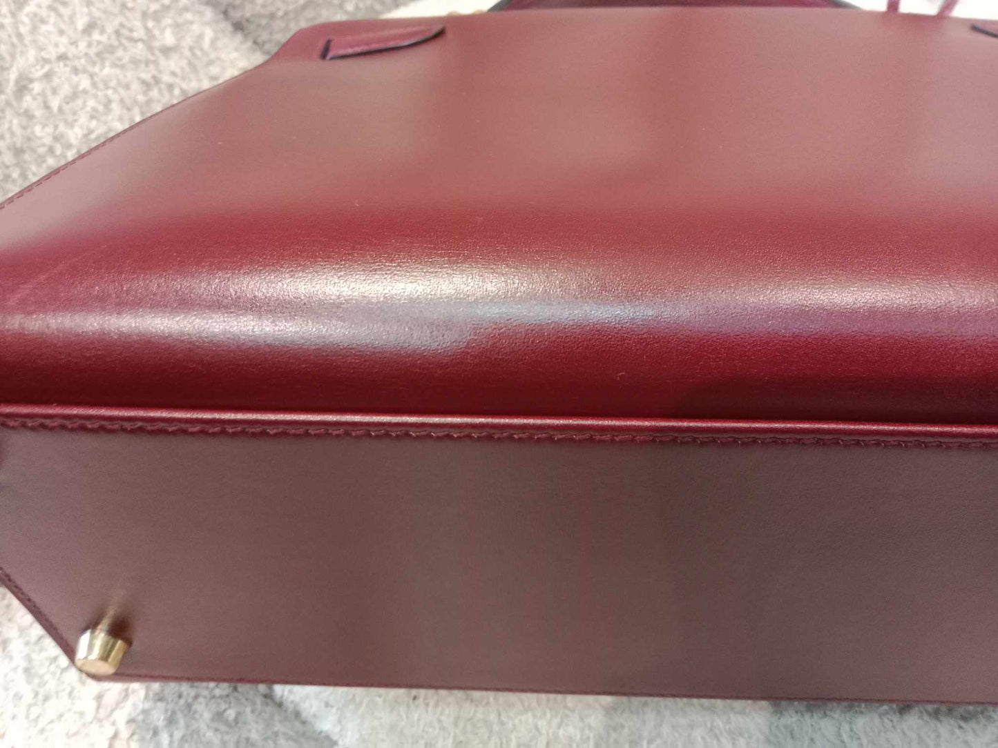 Hermes Kelly 32 Boxcalf Bordeaux Stamp F Square 2002