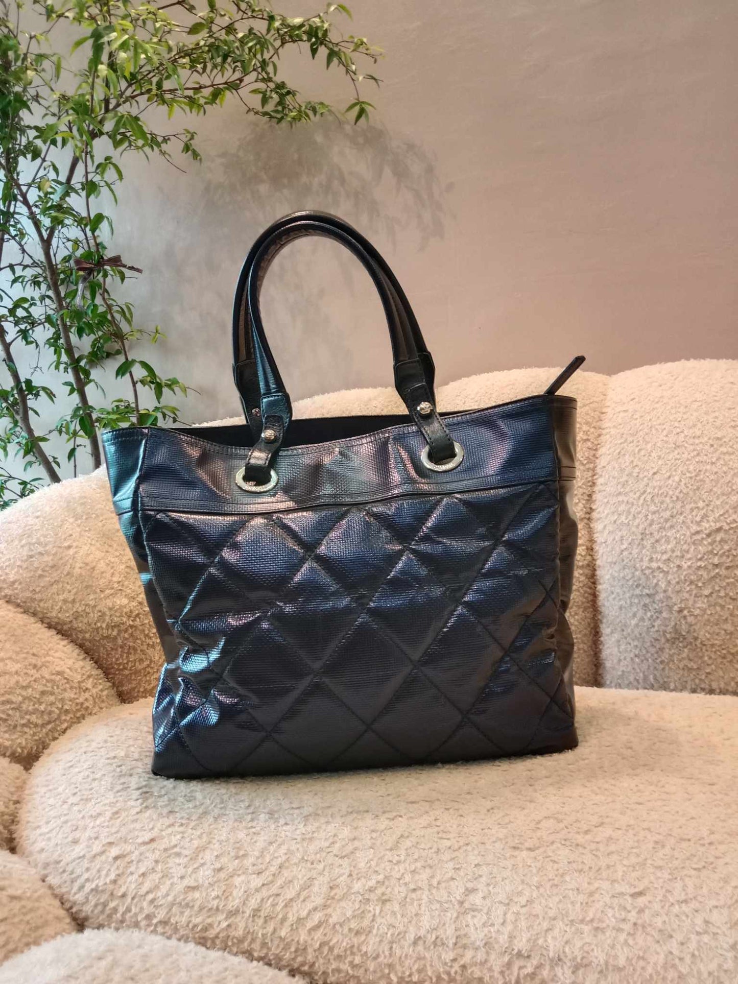 Chanel Metallic Coated Quilted Bag Purple Series 13