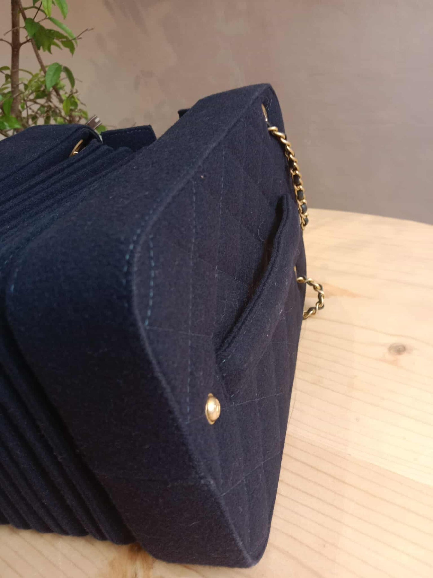 Chanel Paris-Hamburg Accordion Quilted Navy Blue Wool Aged Crossbody Runway Bag Series 25