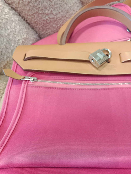 Hermes Pink Toile Herbag Zip 31 Stamp P Square 2012