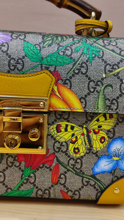 Gucci GG Floral Bamboo Bag Yellow