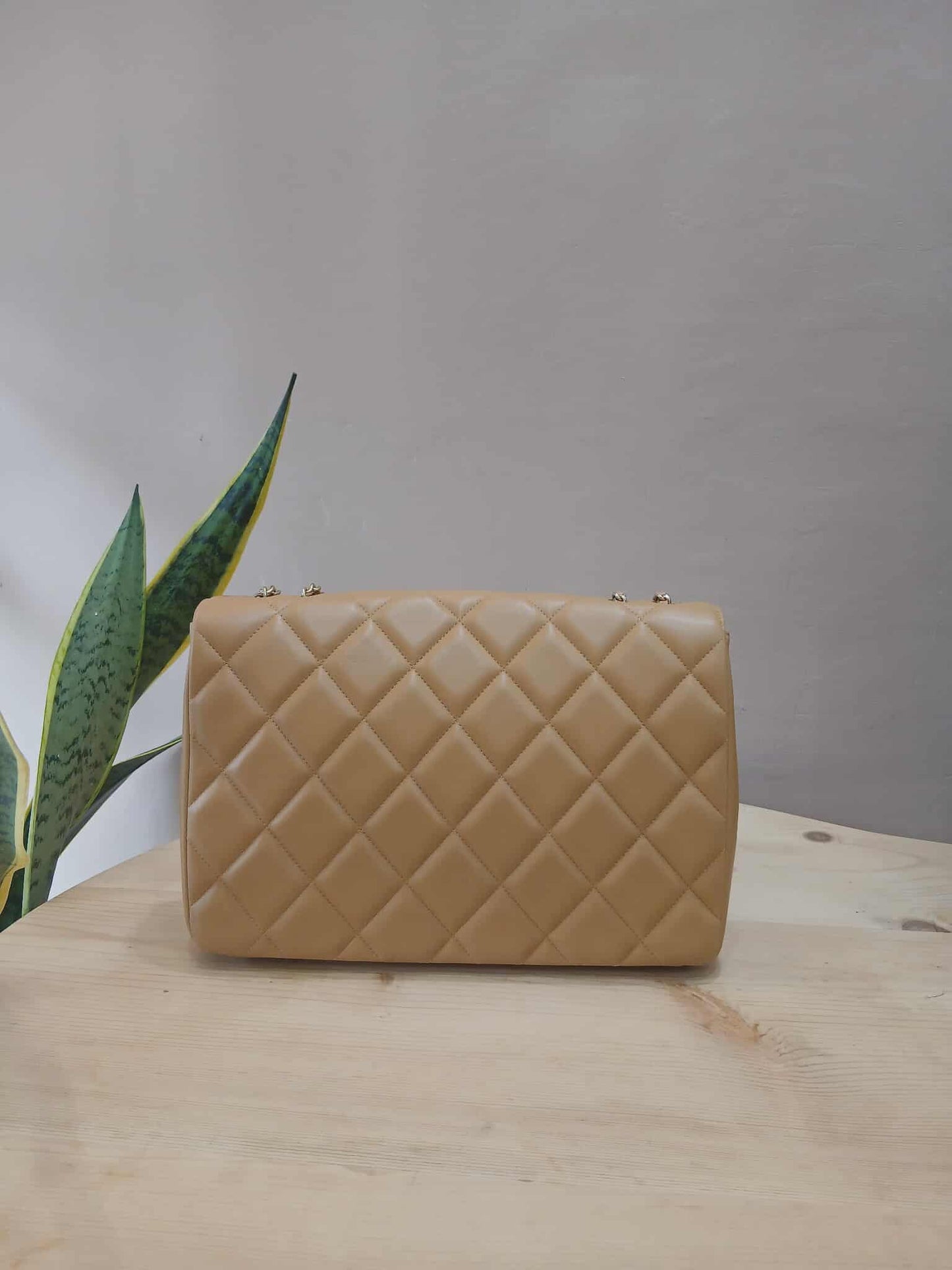 Chanel Diamond CC Chain Brown Caramel Lambskin Flap Bag Series 18