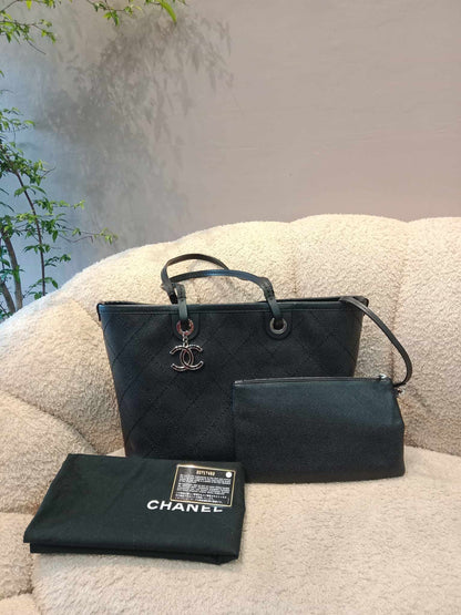 Chanel Black Caviar Shopping Fever Tote Bag Series 20