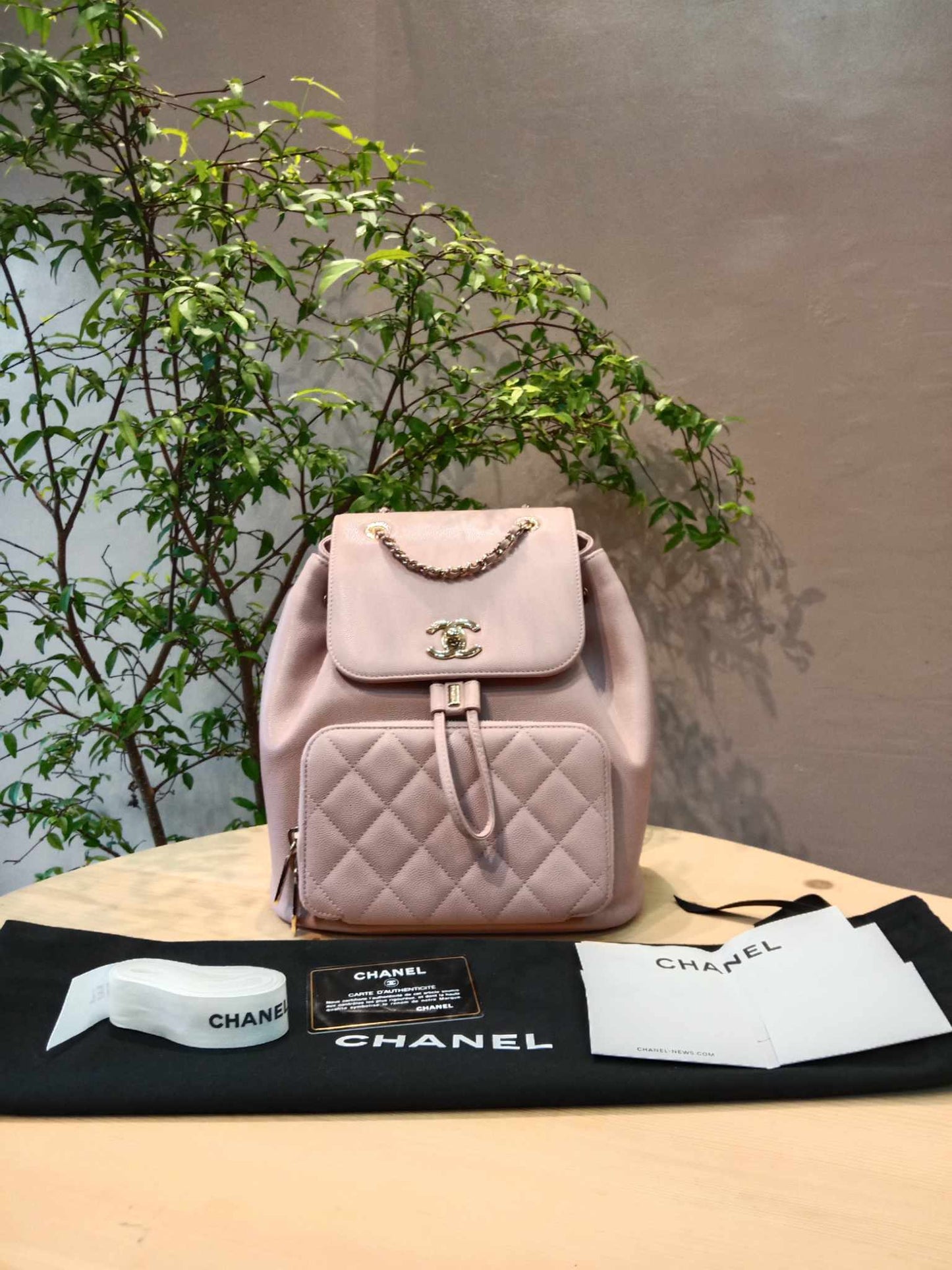 Chanel Quilted Caviar Business Affinity Light Pink Backpack Series 25
