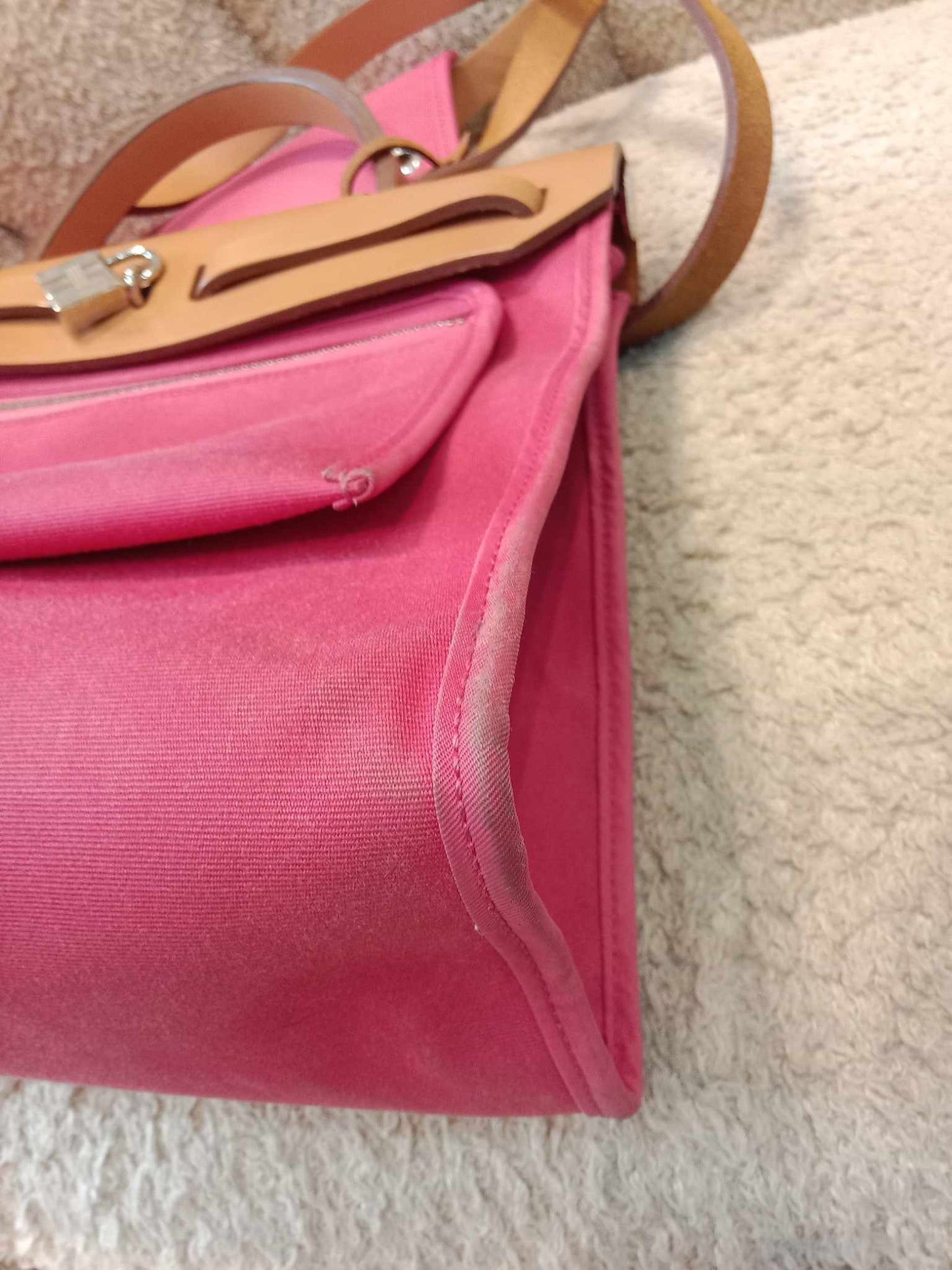 Hermes Pink Toile Herbag Zip 31 Stamp P Square 2012