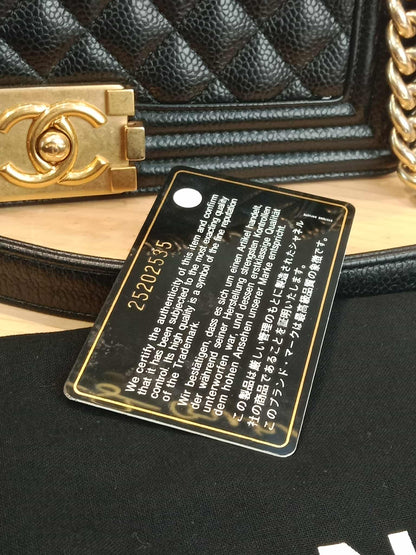 Chanel Leboy Old Medium Quilted Caviar Black Series 25