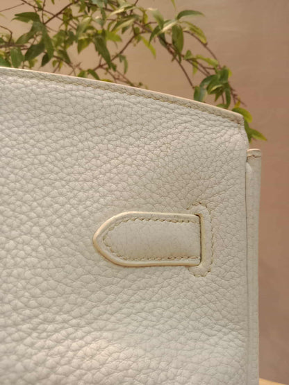 Hermes Birkin 35 White Clemence Stamp N Square 2010