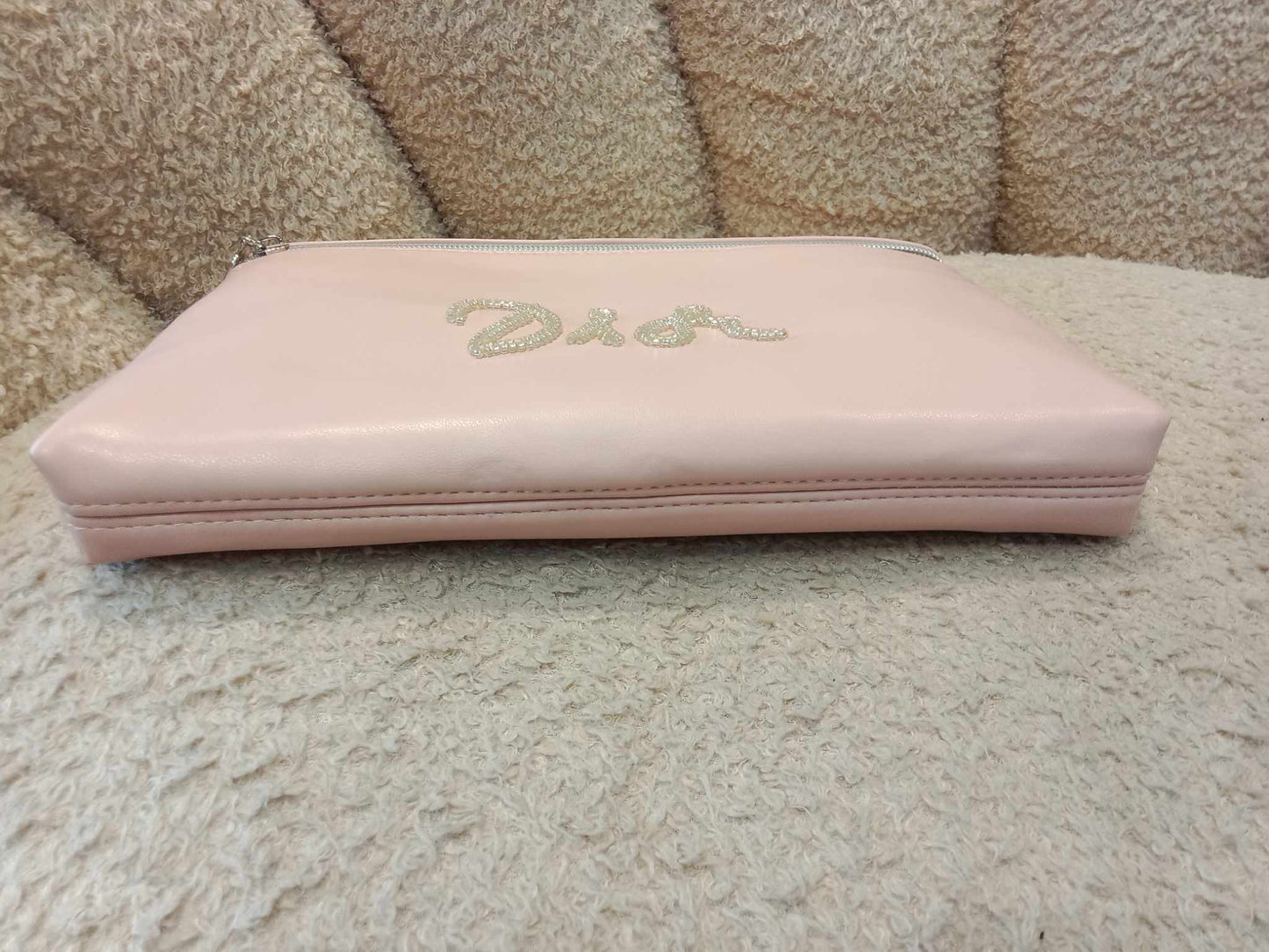 Dior Logo Beads Cosmetic Novelty Pouch Light Pink