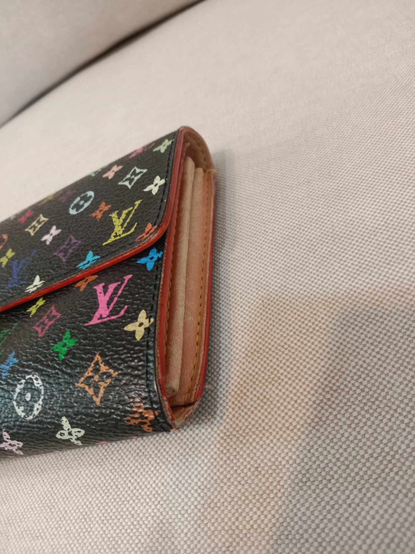 Louis Vuitton Multicolor Black Long Button Wallet