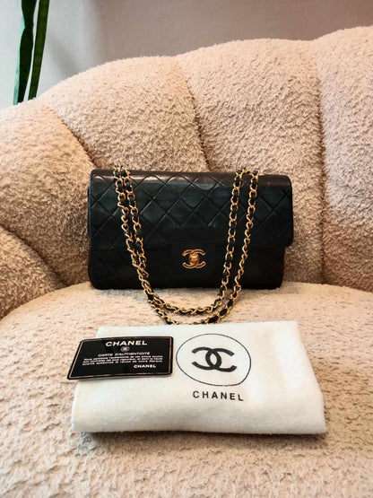 Chanel Vintage Medium Double Flap Lambskin Black Series 1