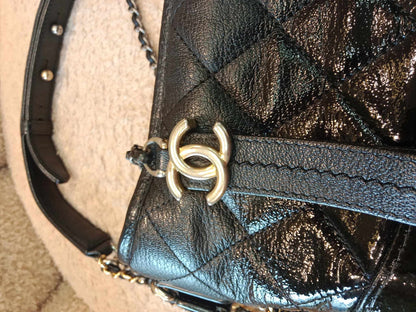 Chanel Black Aged Calfskin Small Gabrielle Hobo Black Series 25