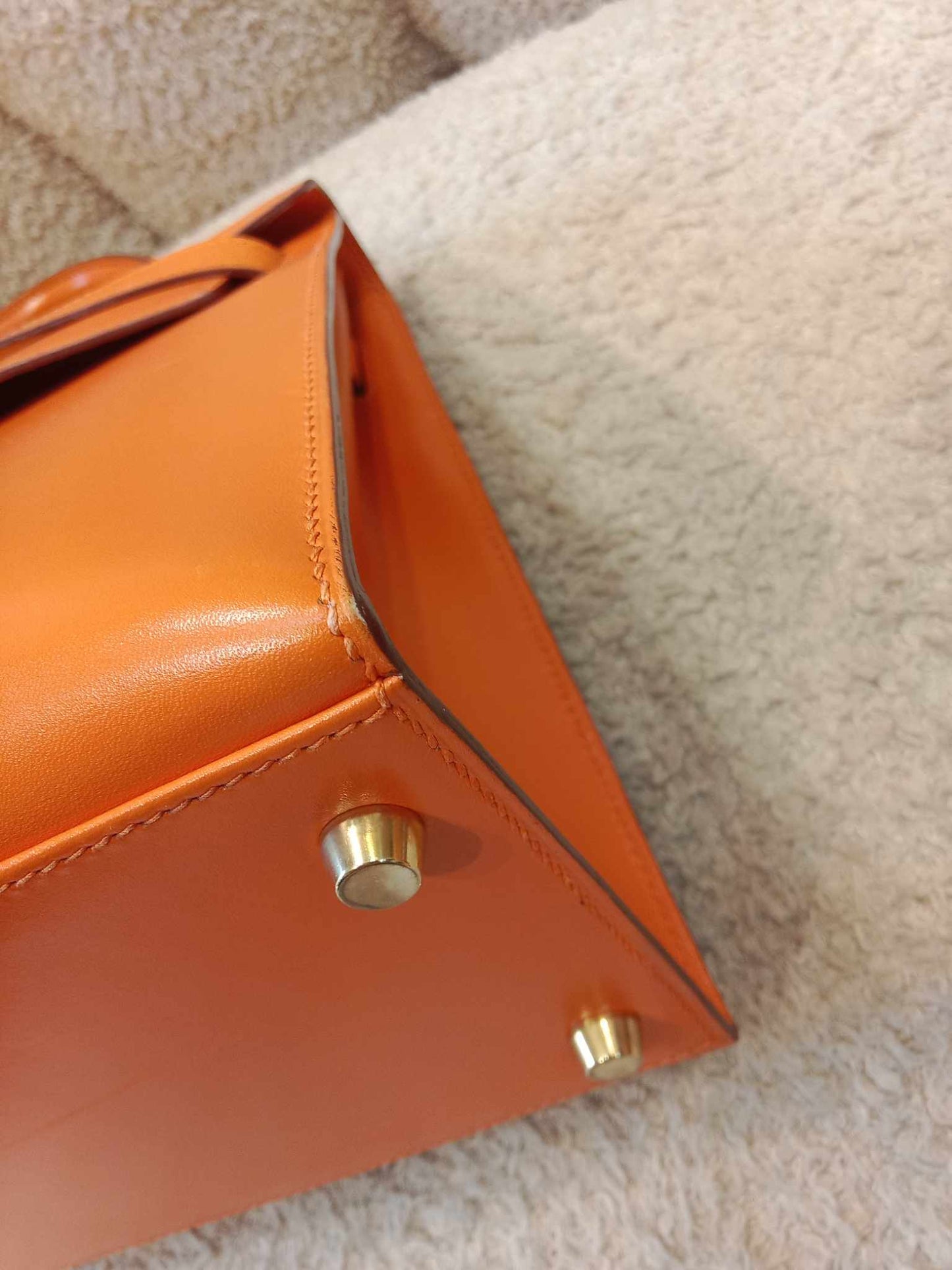 Hermes Kelly 28 Boxcalf Poppy Orange Stamp F Square