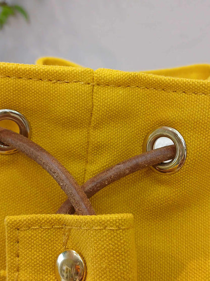 Hermes Yellow Canvas Sac Polochon Mimile Drawstring Backpack