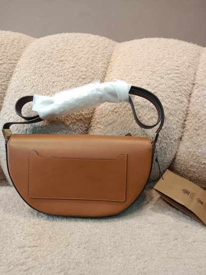 Burberry Warm Tan Leather Olympia Shoulder Bag Small