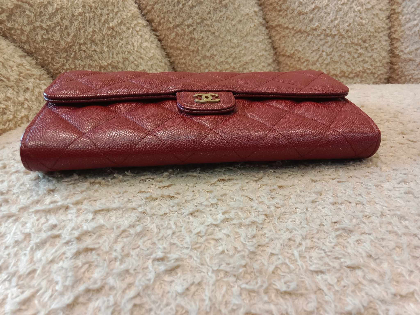 Chanel Long Flap Wallet Caviar Burgundy Series 25