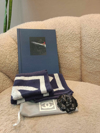 Chanel Cruise Face/Hand Towel Navy Blue/White