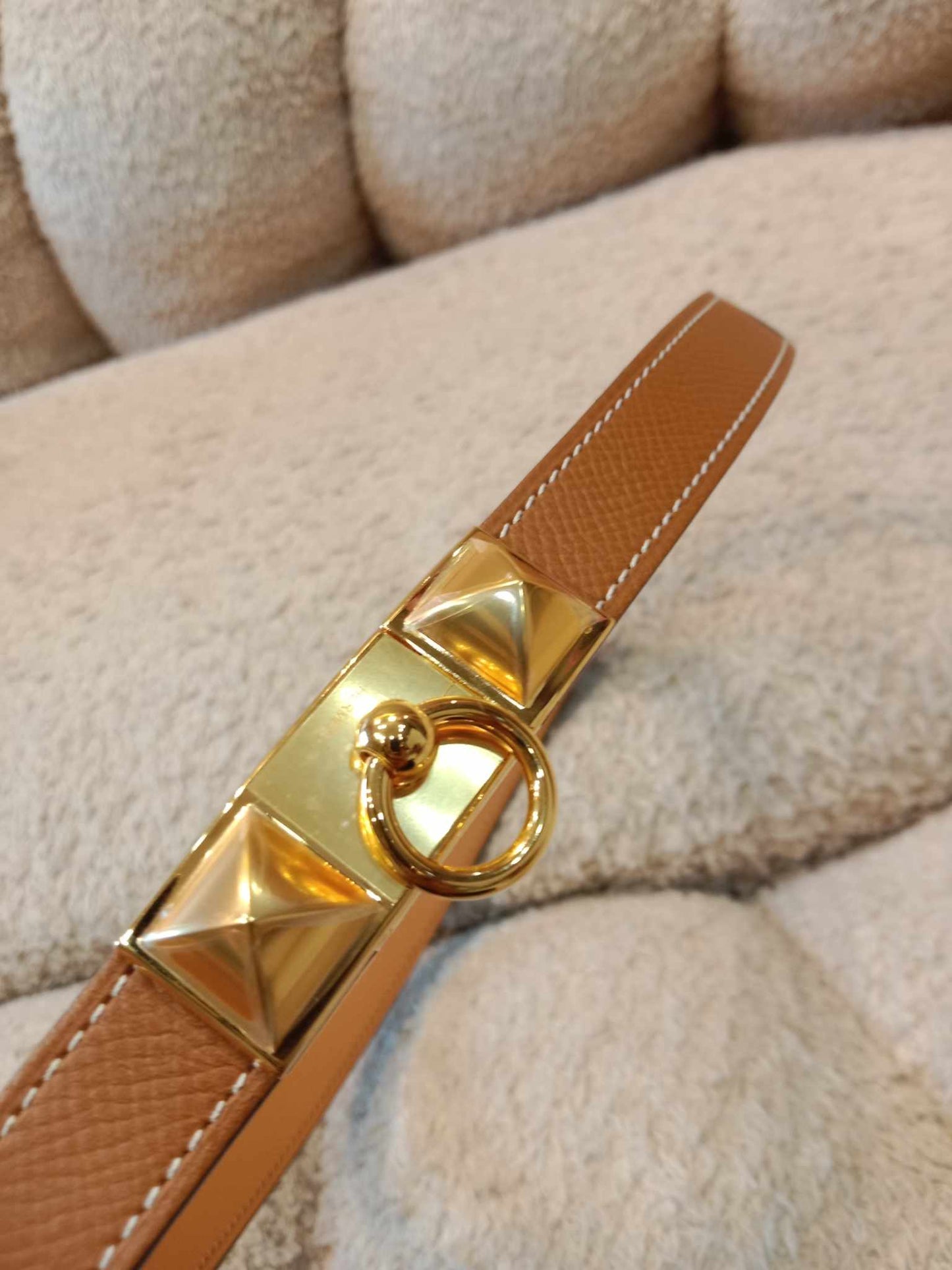 Hermes Rival Belt Gold on Gold Stamp C 2018