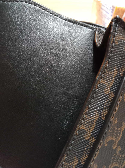 Celine Triomphe Phone Flap Pouch Black-Brown