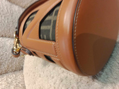 Fendi Step Out Canvas Bucket Bag Brown