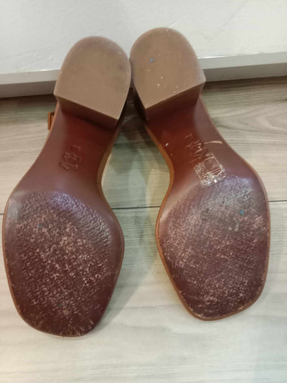 Tory Burch Gabrielle Leather City Heels Sandals Royal Tan