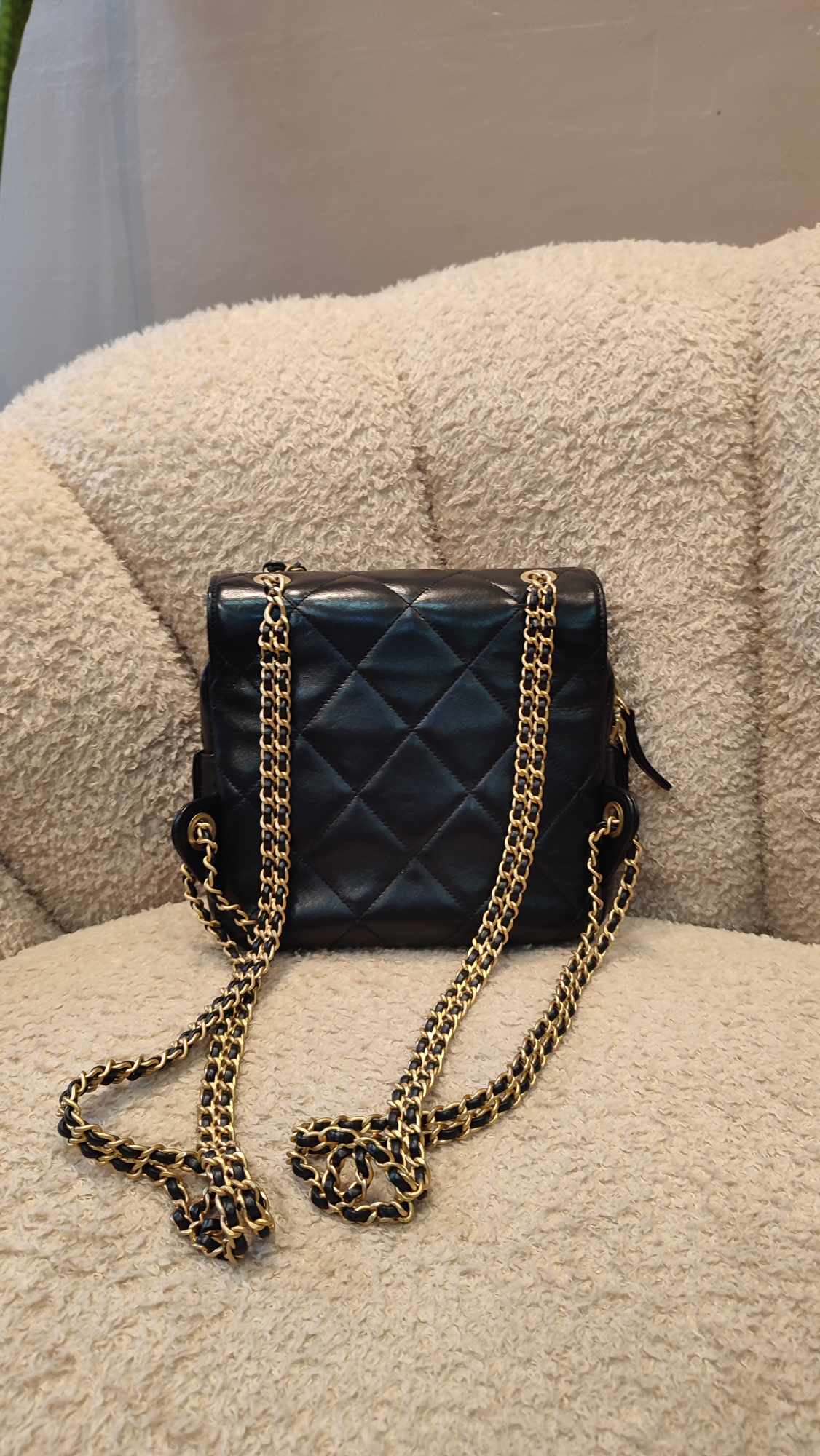 Chanel Square Flap Backpack Lambskin Microchipped