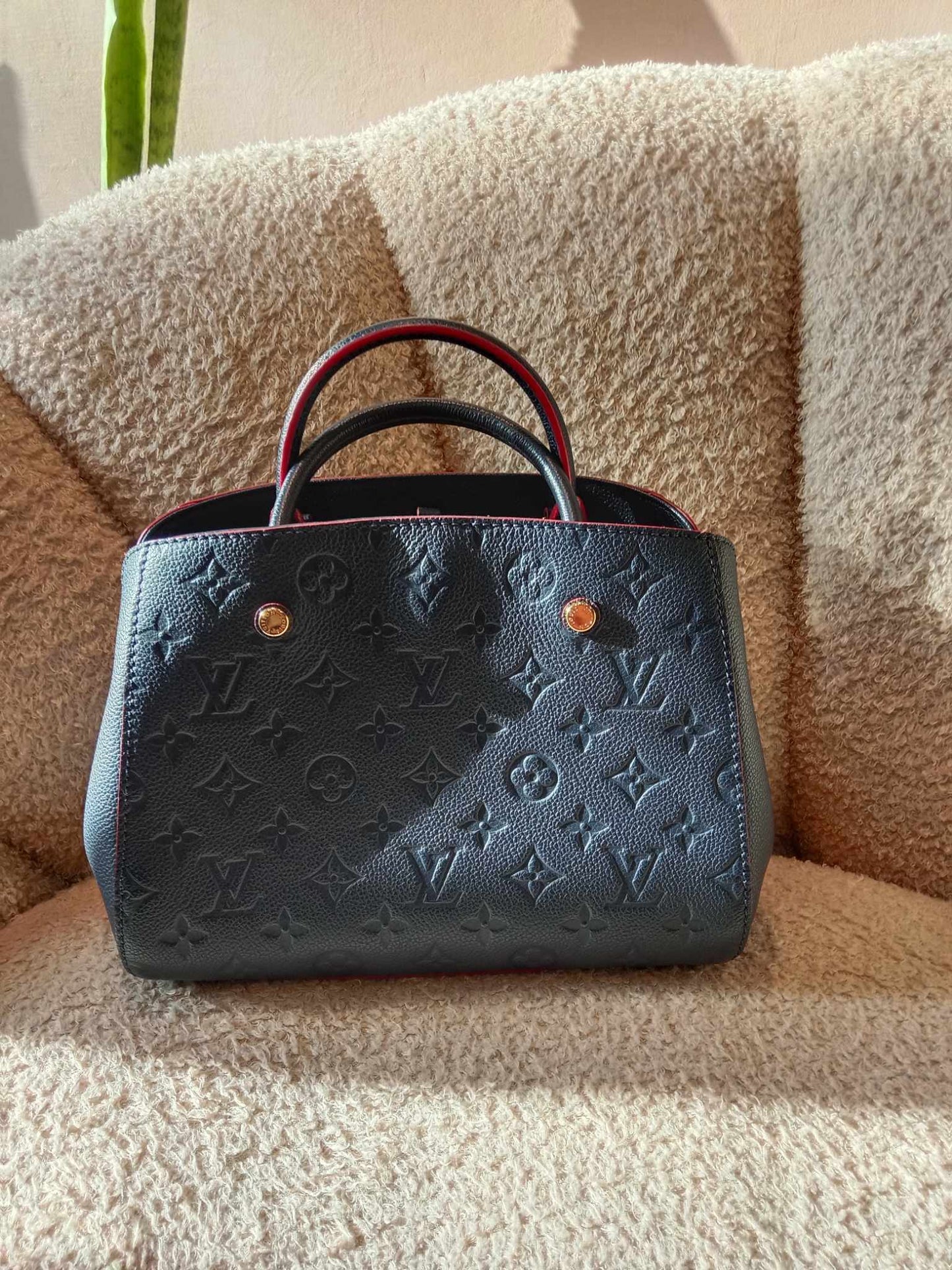 Louis Vuitton Montaige BB Navy Blue Monogram Empreinte Handbag