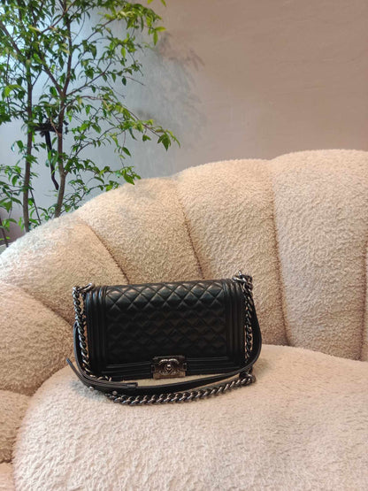 Chanel Leboy Quilted Lambskin Old Medium Black Series 24