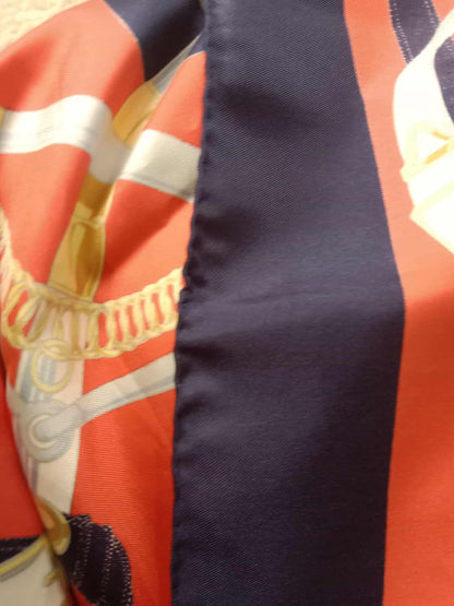 Hermes Carre 90 Eperon Dor Golden Spur Silk Scarf