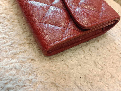 Chanel Long Flap Wallet Caviar Burgundy Series 25