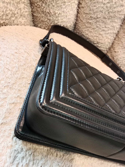 Chanel Leboy Quilted Lambskin Old Medium Black Series 24