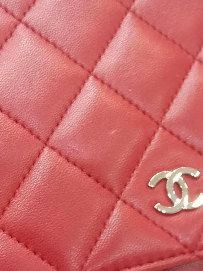 Chanel Classic Wallet On Chain Red Lambskin Series 16