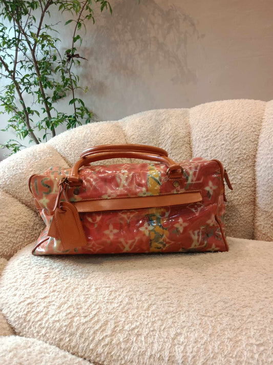 Louis Vuitton Richard Prince Limited Edition Le Rosel Orange Denim Pulp Weekender Bag