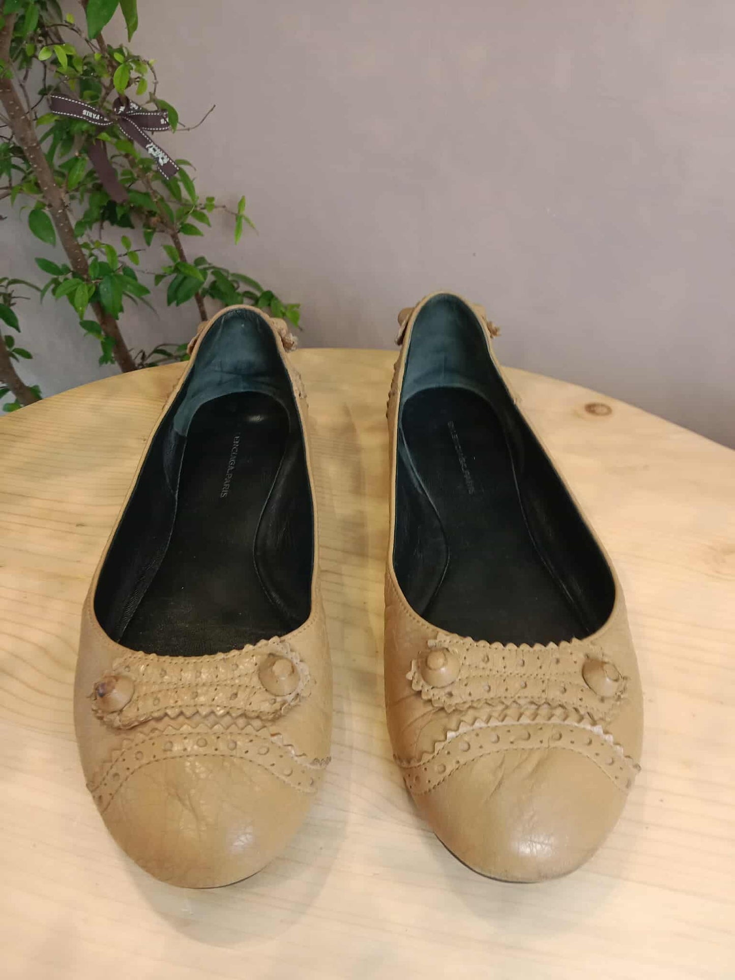 Balenciaga Beige Flat Shoes Size 38 1/2