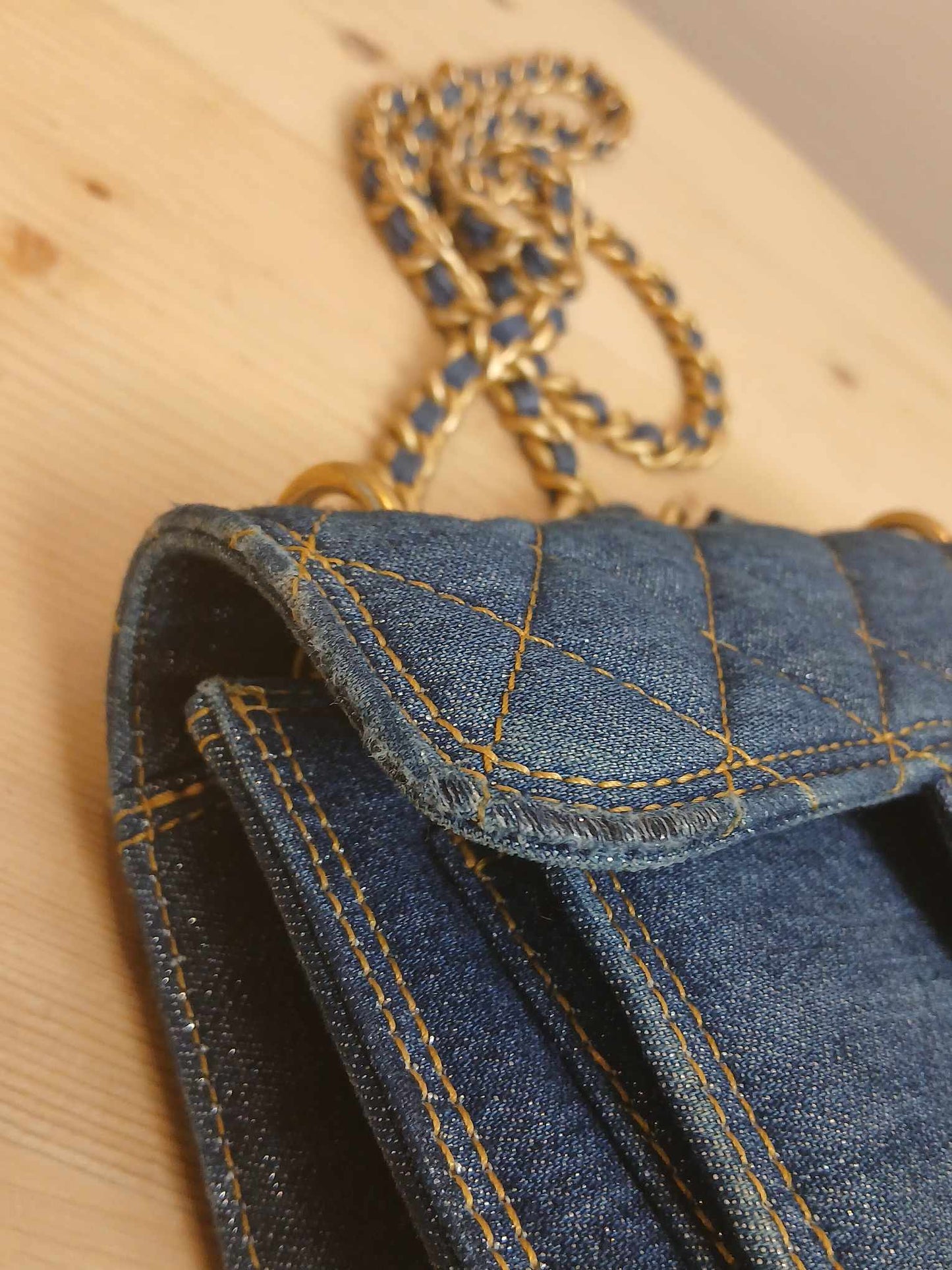 Chanel Denim Mini Flap Bag Microchipped