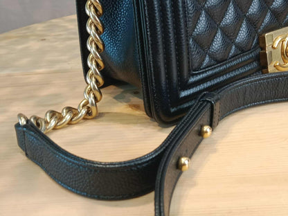Chanel Leboy Old Medium Quilted Caviar Black Series 25