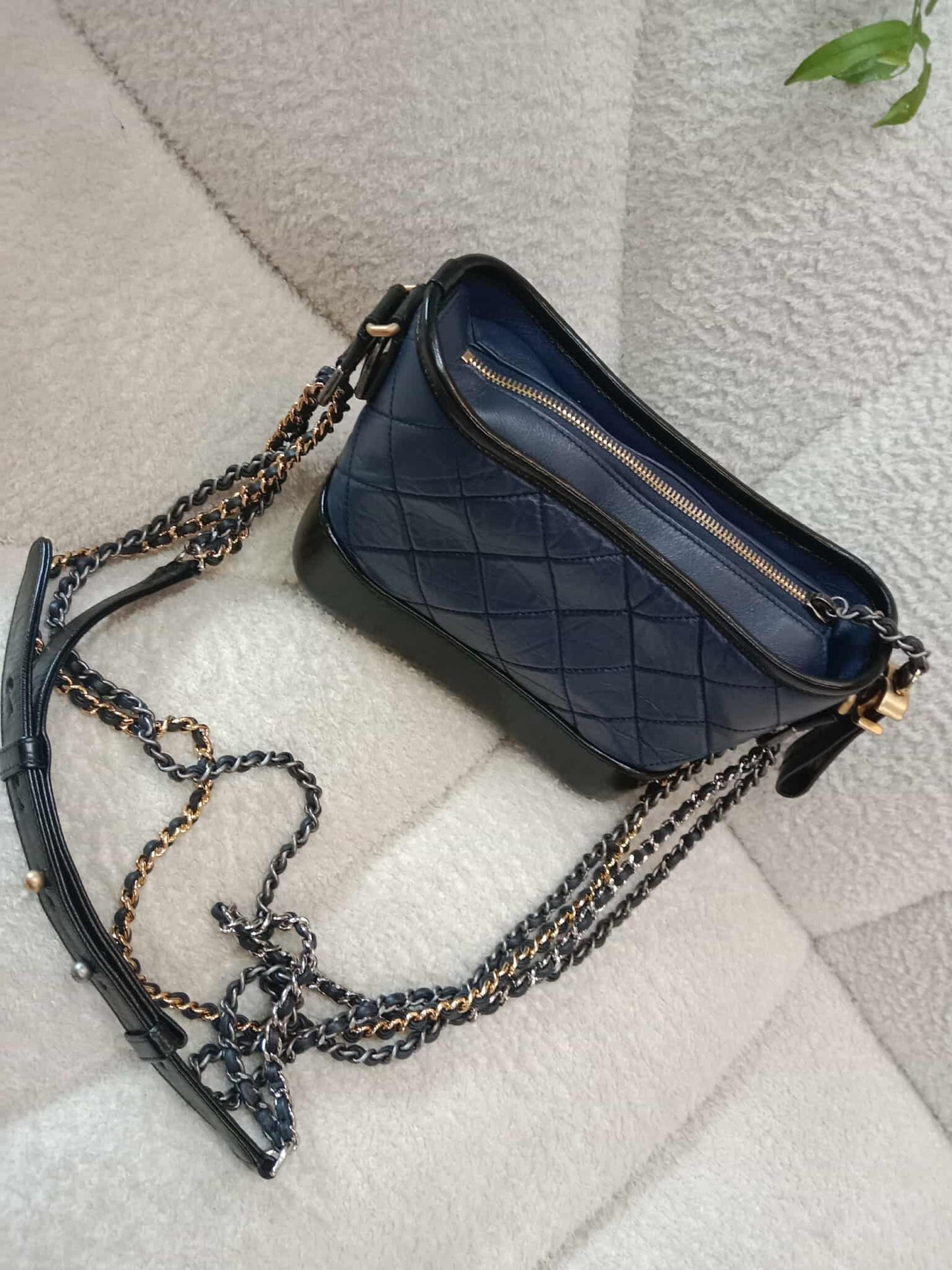 Chanel Gabrielle Small Hobo Bag in Navy/Black Calfskin Series 25