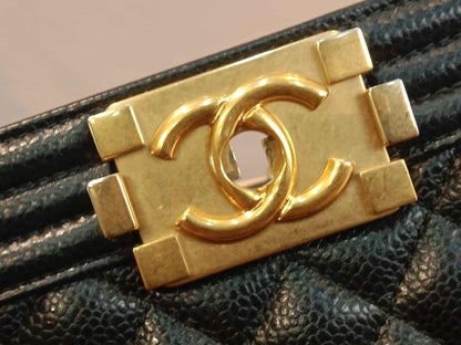 Chanel Leboy Old Medium Quilted Caviar Black Series 25