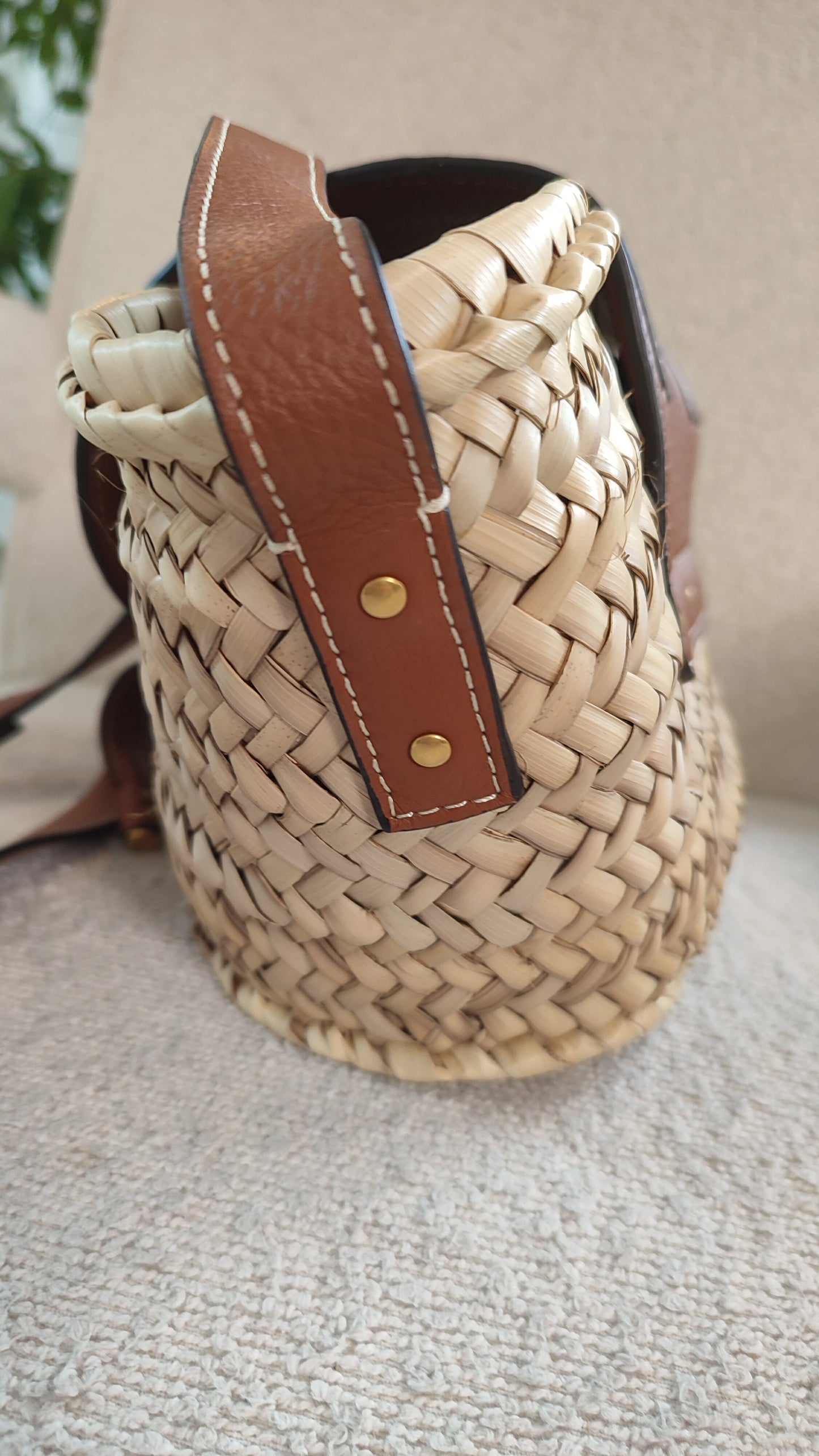 Chloe Marcie Small Raffia Basket Brown Bag