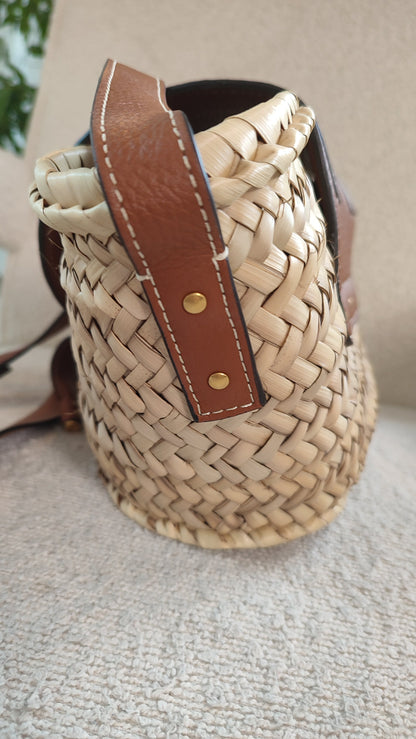 Chloe Marcie Small Raffia Basket Brown Bag
