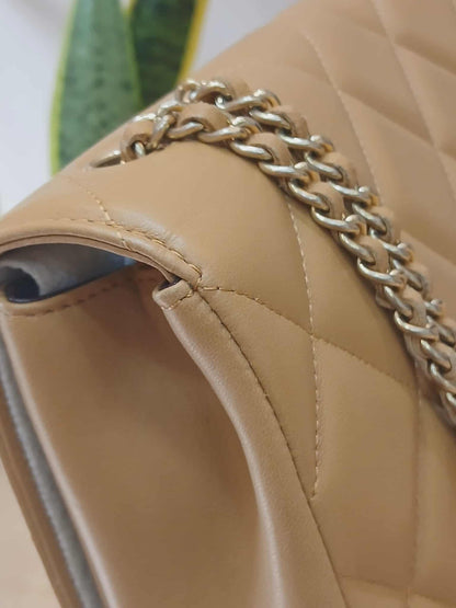 Chanel Diamond CC Chain Brown Caramel Lambskin Flap Bag Series 18