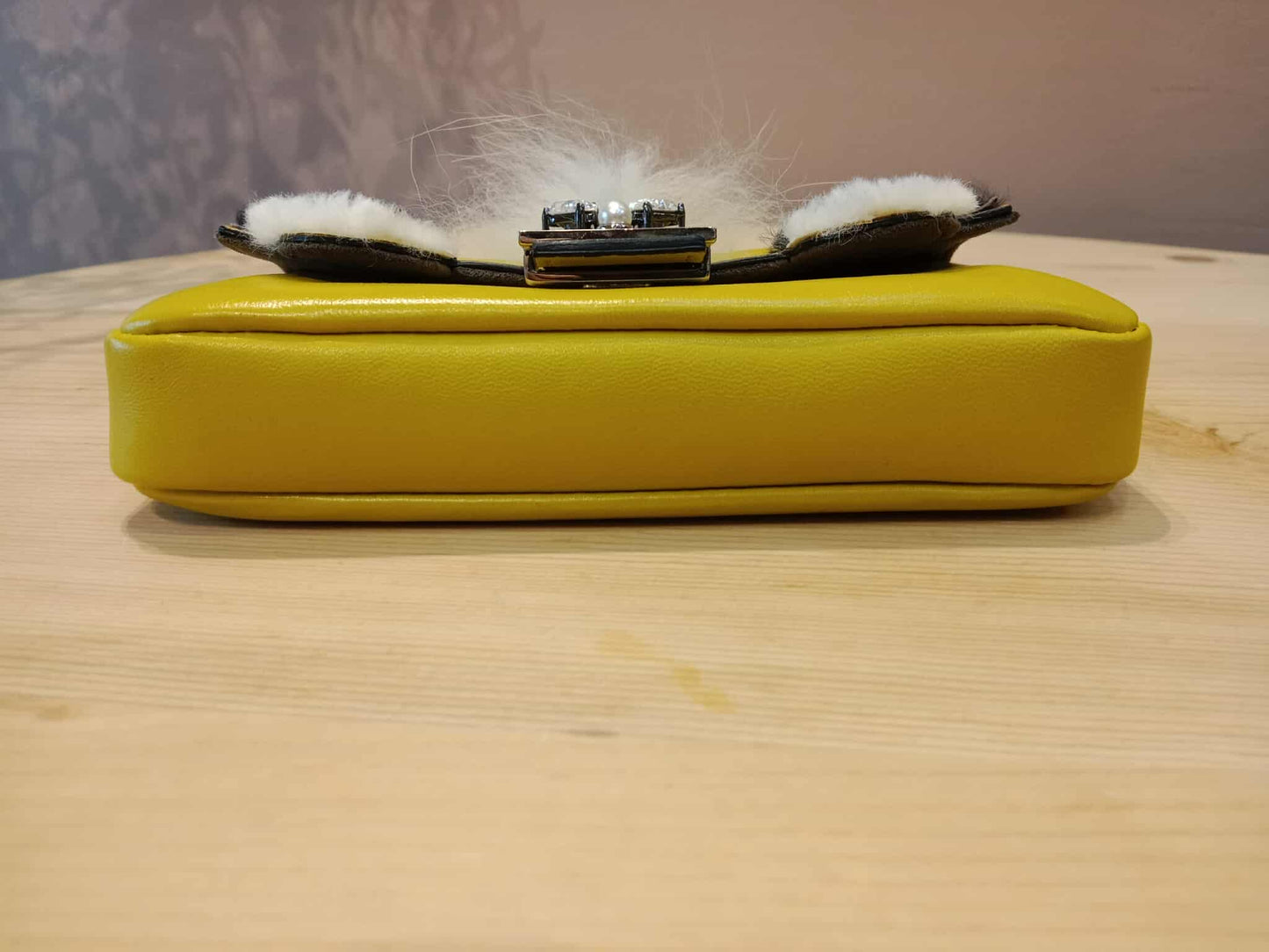 Fendi Monster Baguette Leather and Fur Micro